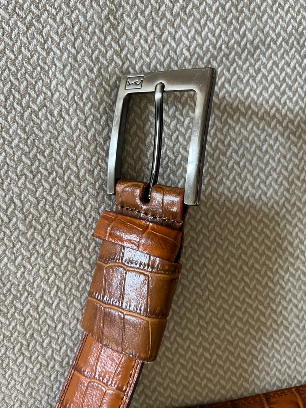 Men's Brown Leather Crocodile Golfer Belt Size 44 - Picture 2 of 5